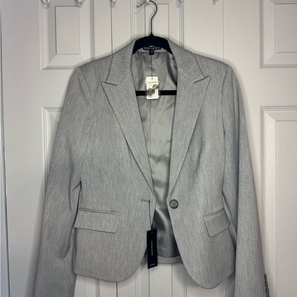 Express Heather Gray Suit Jacket